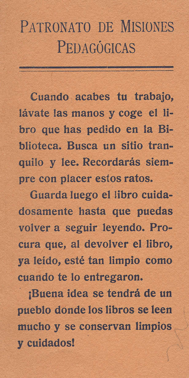Marcapáginas para las bibliotecas de Misiones Pedagógicas