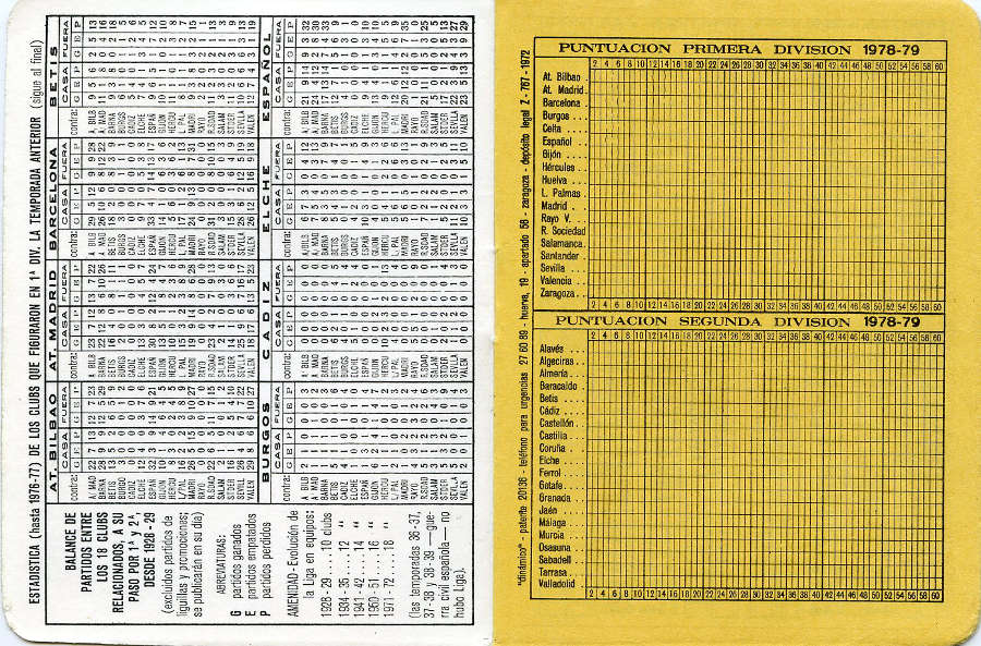 Calendario temporada 78-79