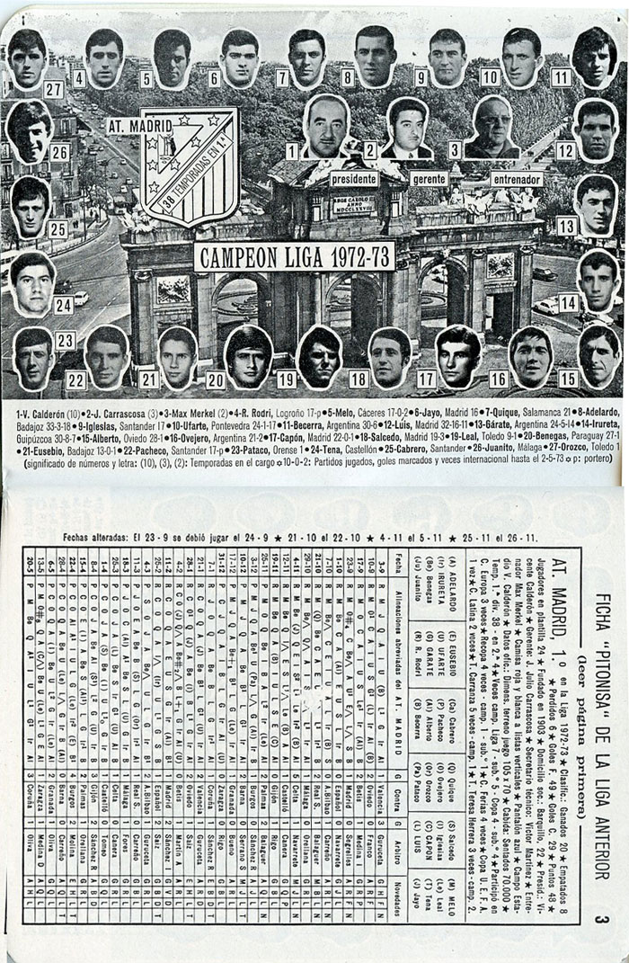 Calendario dinámico 1973-1974