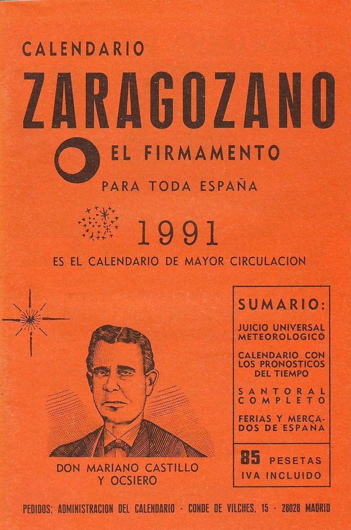 Calendario Zaragozano: el firmamento<br>para toda España. 1991