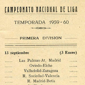 Calendario de futbol. Temporada 1959-60