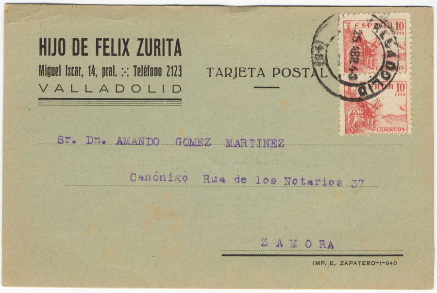 Fondo 24. 1940 tarjeta