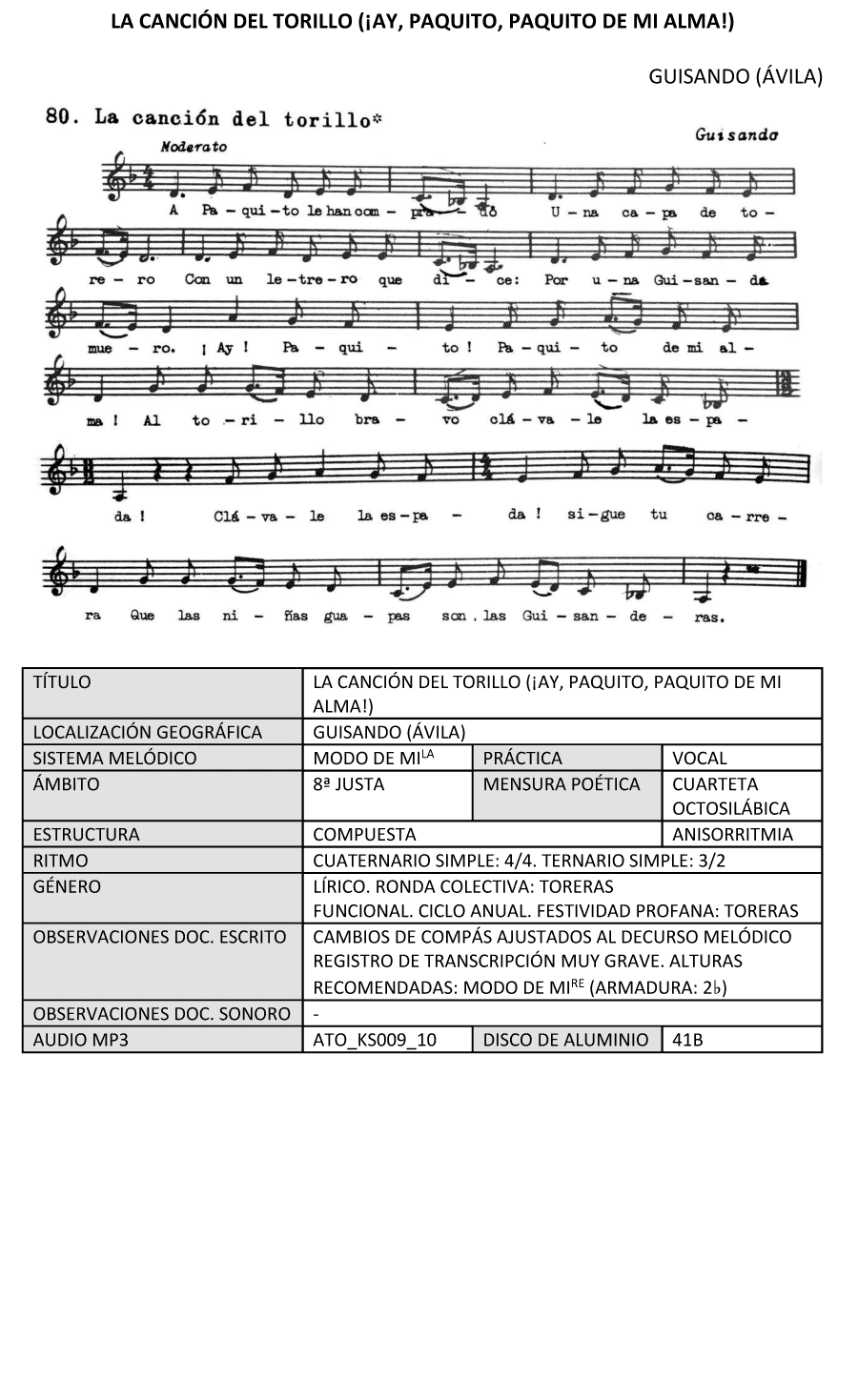 La canción del torillo