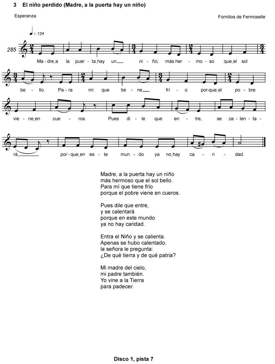 EL NIÑO PERDIDO (MADRE, A LA PUERTA HAY UN NIÑO)