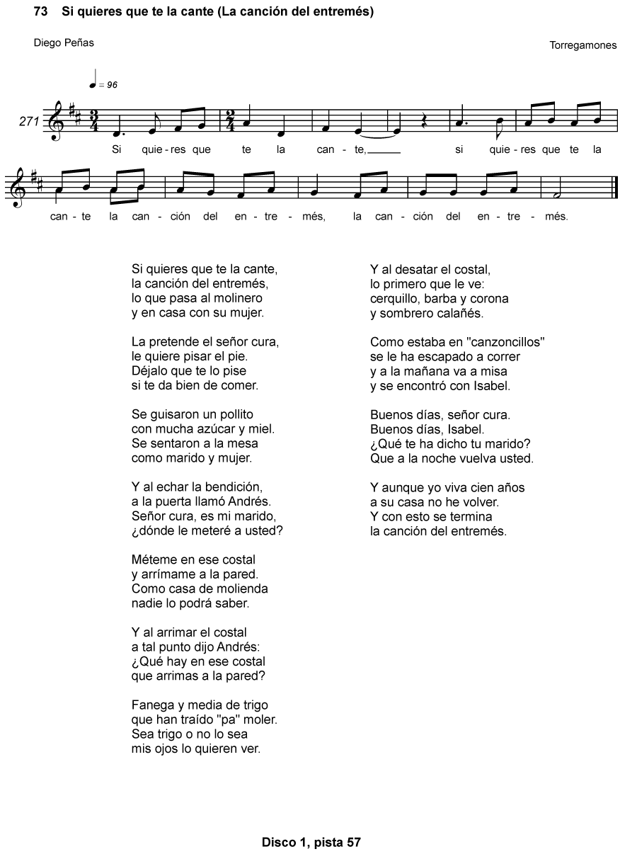 SI QUIERES QUE TE LA CANTE (LA CANCIÓN DEL ENTREMÉS)