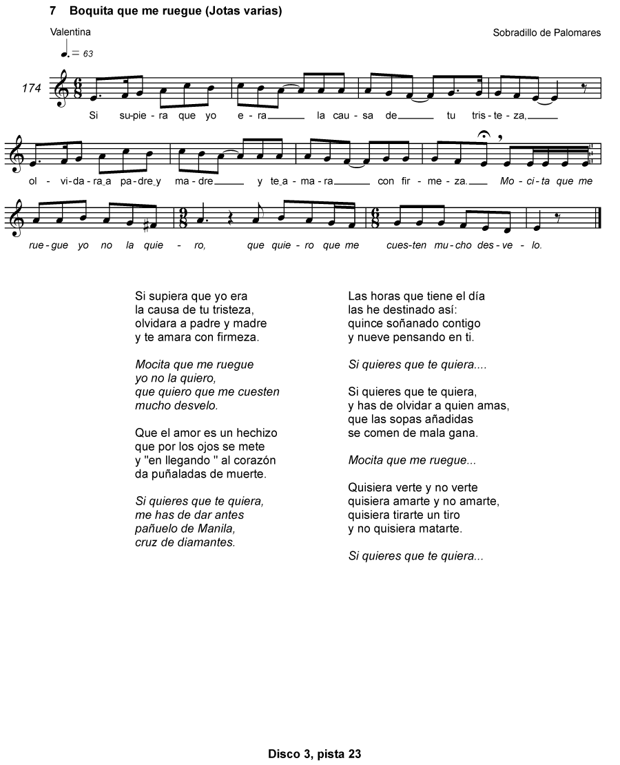 BOQUITA QUE ME RUEGUE / SI QUIERES QUE TE QUIERA (JOTAS VARIAS)