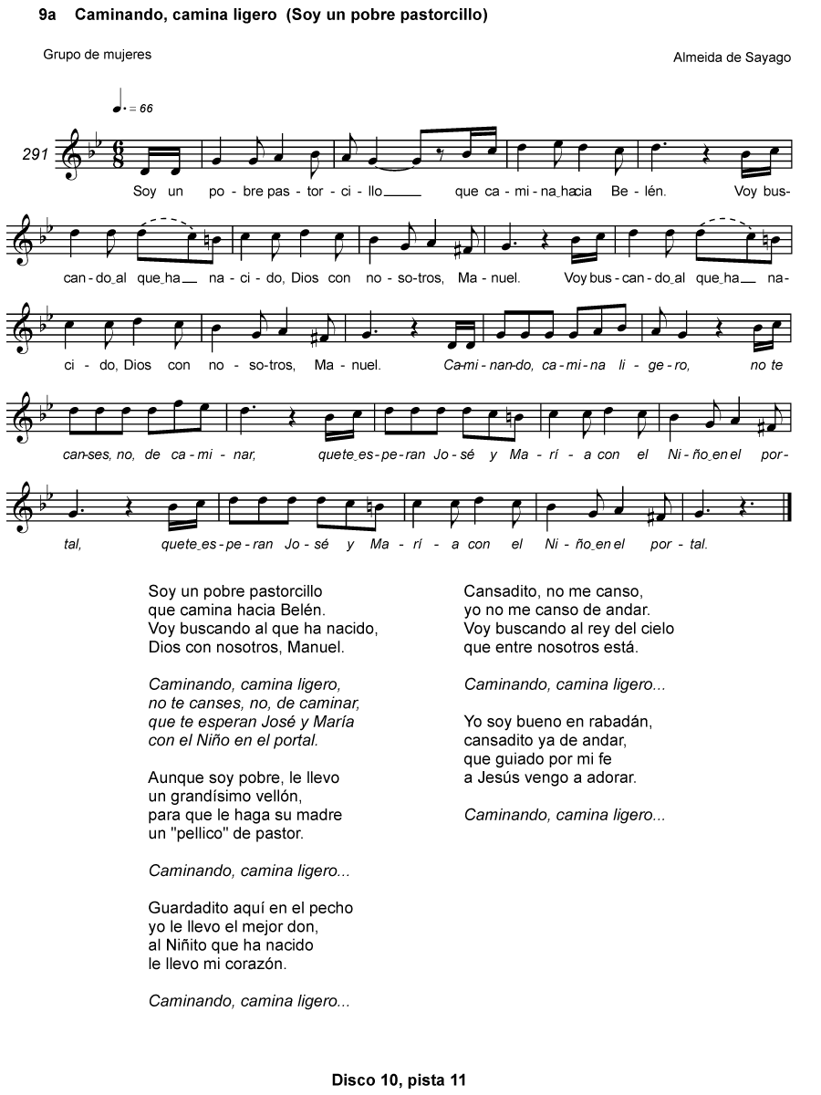 CAMINANDO, CAMINA LIGERO (SOY UN POBRE PASTORCILLO)