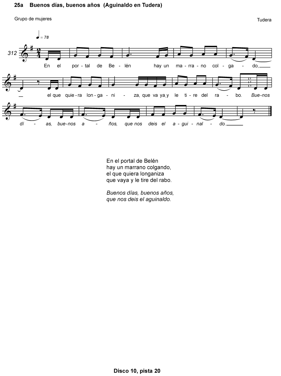 BUENOS DÍAS, BUENOS AÑOS (AGUINALDO EN TUDERA)